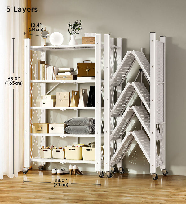 Heavy Duty Foldable Metal Organizer Shelves with Wheels